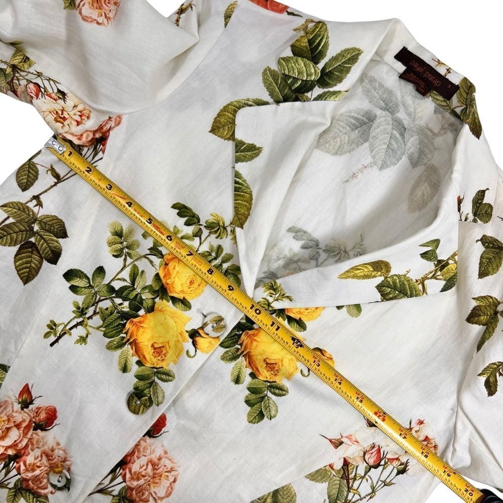Anthropologie Payal Pratap Floral Longline Linen Blazer Jacket - Picture 10 of 13